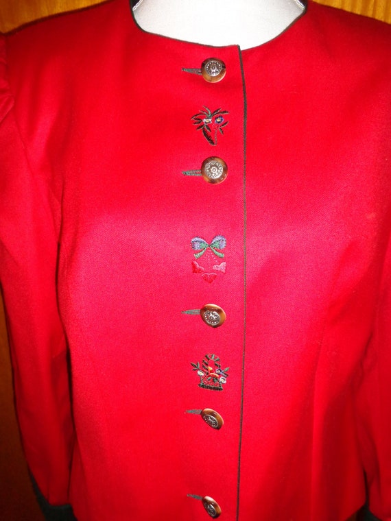 Jacke*Vintage*rot*trachten*44*Wolle*