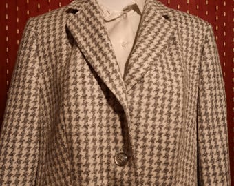 Blazer*Vintage*beige*grau*Hahnentritt*L*44*Wolle