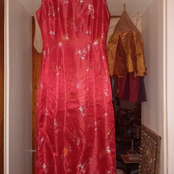 Kleid*Vintage*rot*Cheongsam*M*lang*