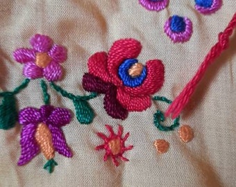 Bluse*vintage*gelb*embroidery*Stickerei*XS*