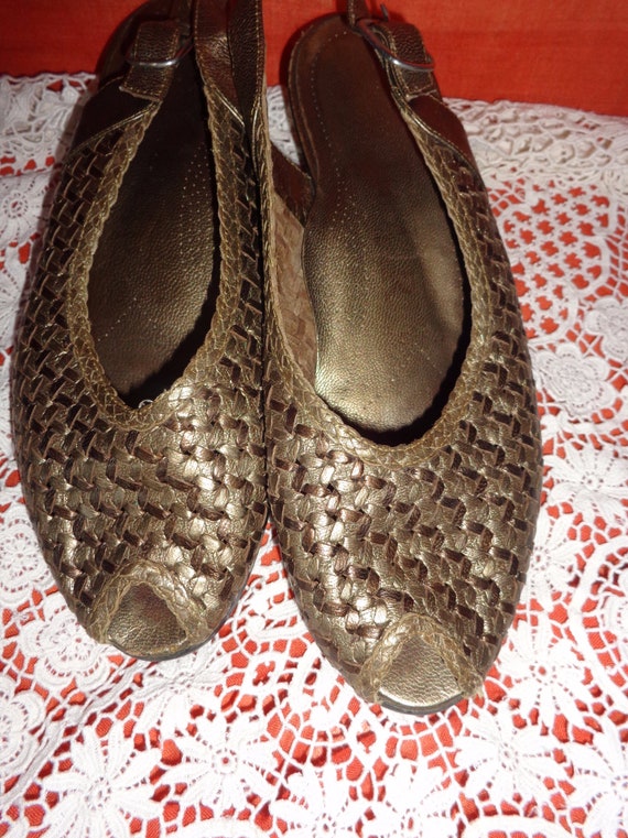 Peeptoes*sandal*Leather*Vintage*5*38* - image 2