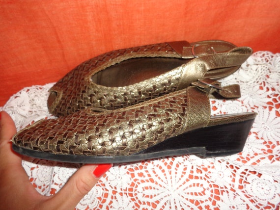 Peeptoes*sandal*Leather*Vintage*5*38* - image 3