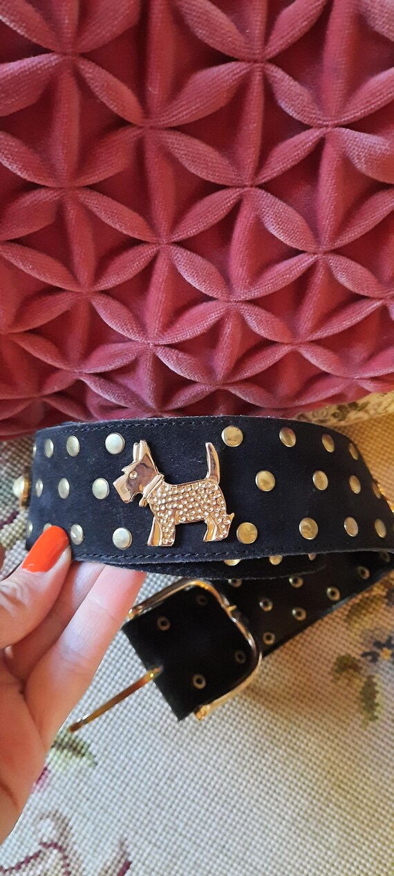 Gürtel*Vintage*schwarz*Hund*65*70*75