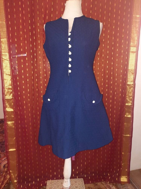Kleid*Vintage*70er*seventies*blau*38*36*