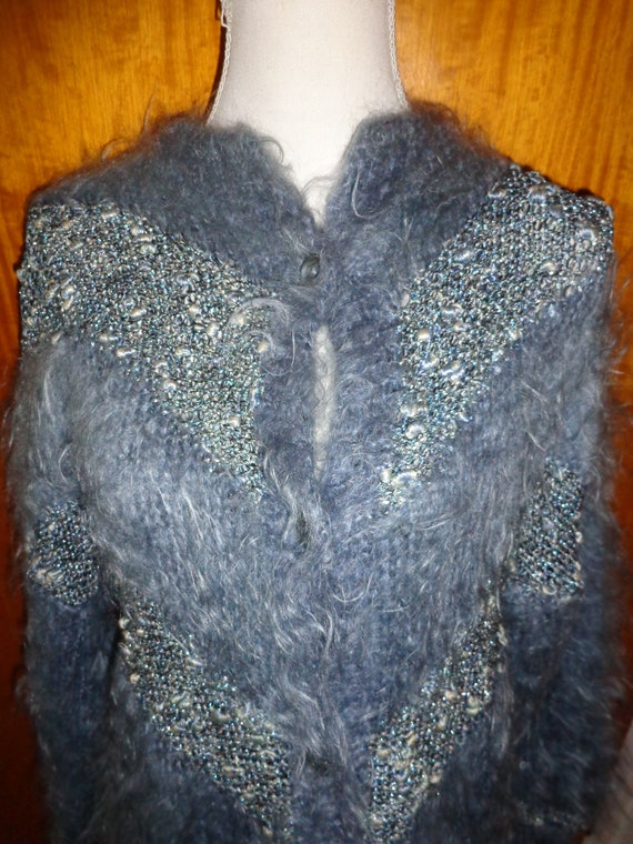 Strickjacke*Vintage*blaugrau*oversized*80er*Eighti
