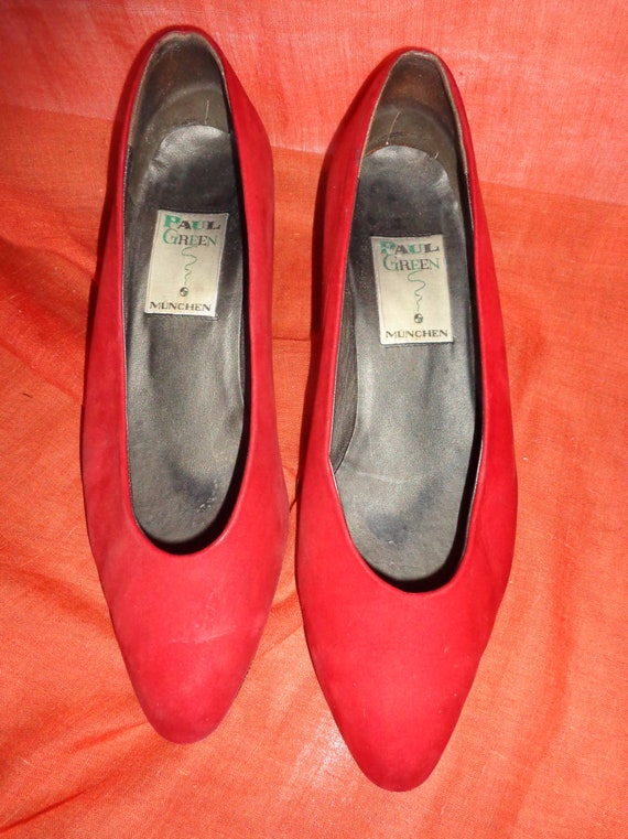 Schuhe*Vintage*rot*Leder*6.5*39* - image 3