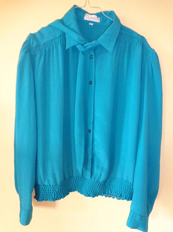 Blouse*Vintage*Blue*turquoise*Slip blouse*44* - image 1