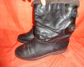 Stiefel*Vintage*Boots*Leder*Lack*38*80er*