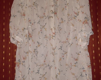 Blouse*Vintage*L*44*white*floral*