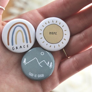 PACK OF 3 // grace hope God is good // pinback buttons image 7