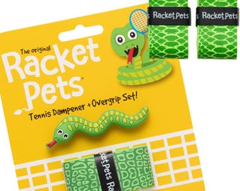 Snake Tennis Racket Dampener & Overgrip Set - Racket Pets