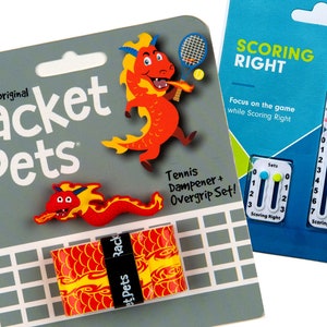VALUE PACK - 1 Scoring Right Tennis Score Keeper and 1 Dragon Racket Pet Set for Tennis Racquet