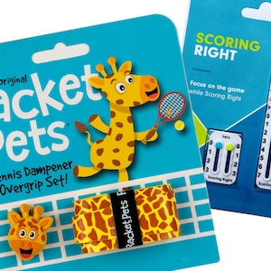 VALUE PACK - 1 Scoring Right Tennis Score Keeper and 1 Giraffe Racket Pet Set for Tennis Racquet