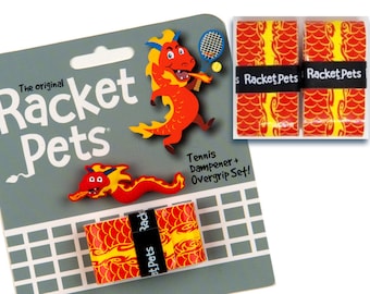 Dragon Tennis Racket Dampener & Overgrip Set - Racket Pets