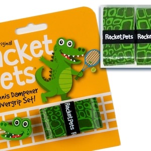 VALUE PACK - Alligator Tennis Racket Dampener and Overgrip Set with 2 Extra Overgrips - Shock Absorber and Grip Tape for Tennis Racquet
