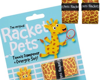 Giraffe Tennis Racket Dampener & Overgrip Set - Racket Pets