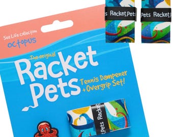 Octopus Tennis Racket Dampener & Overgrip Set - Racket Pets Sea Life Collection