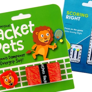 VALUE PACK - 1 Scoring Right Tennis Score Keeper and 1 Lion Racket Pet Set for Tennis Racquet