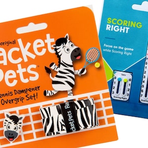 VALUE PACK - 1 Scoring Right Tennis Score Keeper and 1 Zebra Racket Pet Set for Tennis Racquet