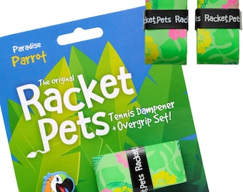 Parrot Tennis Racket Dampener & Overgrip Set - Racket Pets