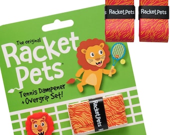 Lion Tennis Racket Dampener & Overgrip Set - Racket Pets Value Pack
