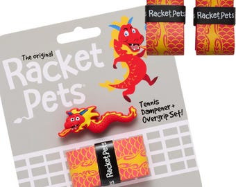 Dragon Tennis Racket Dampener & Overgrip Set - Racket Pets