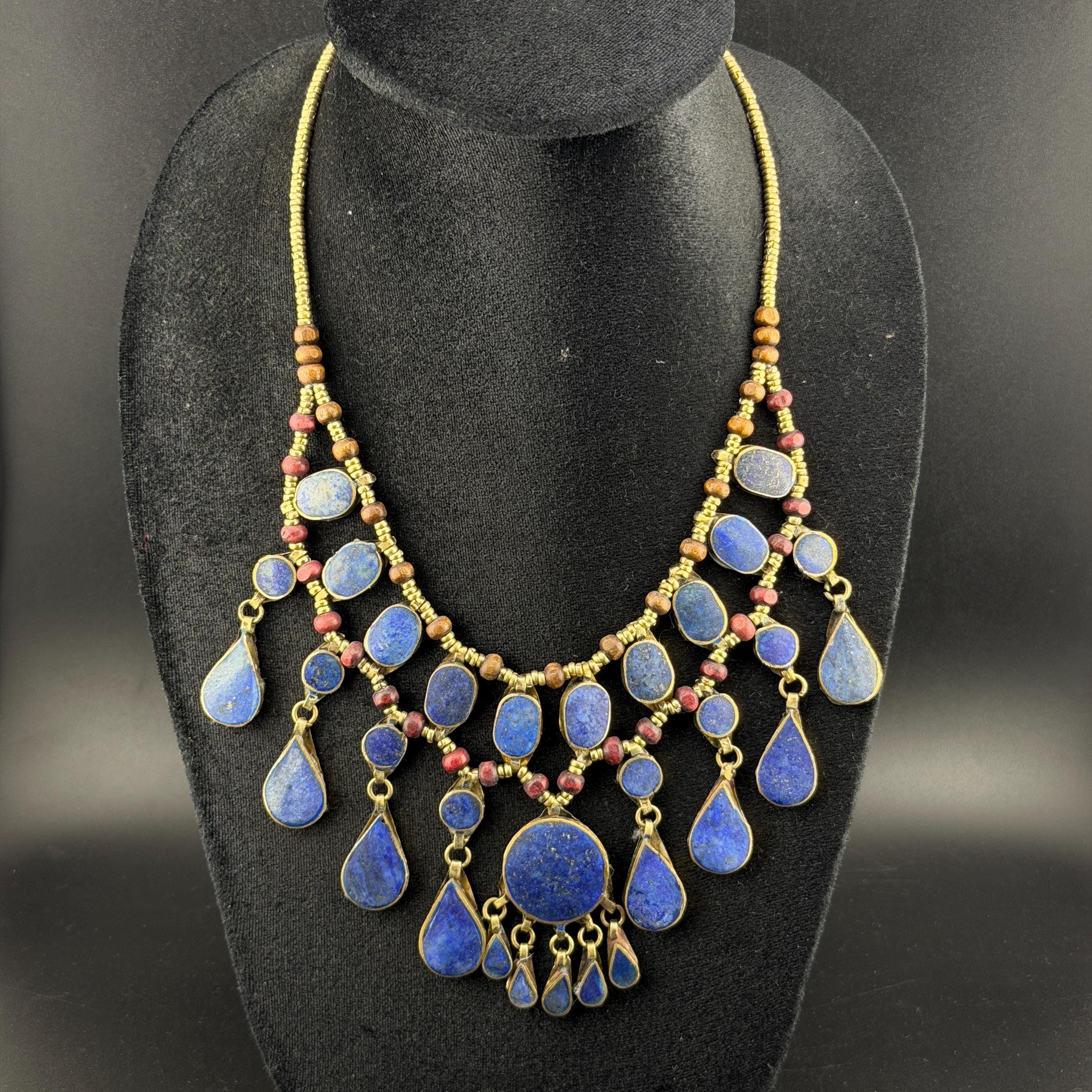 Vintage Afghan Lapis Necklace, German Silver Beaded Jewelry - Etsy