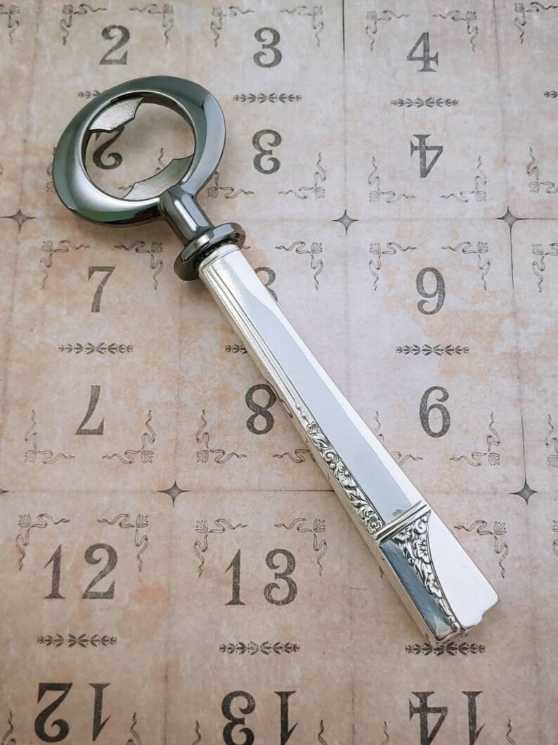 Caprice 1937~Knife Handle Bottle Opener~Gun Metal~Handmade~Silver-plated Silverware~BO2-2007~