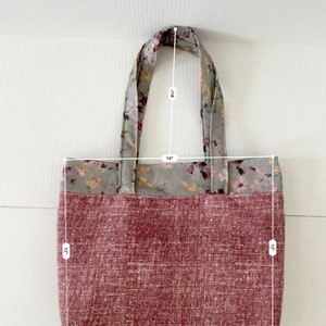 HANDTASCHE WILDFLOWER BURGUND| Leichte Summer Market Tote Bag | Tragbare Lehrer-Umhängetasche | Vintage Rote Baumwoll Gurtband Tote | Tasche