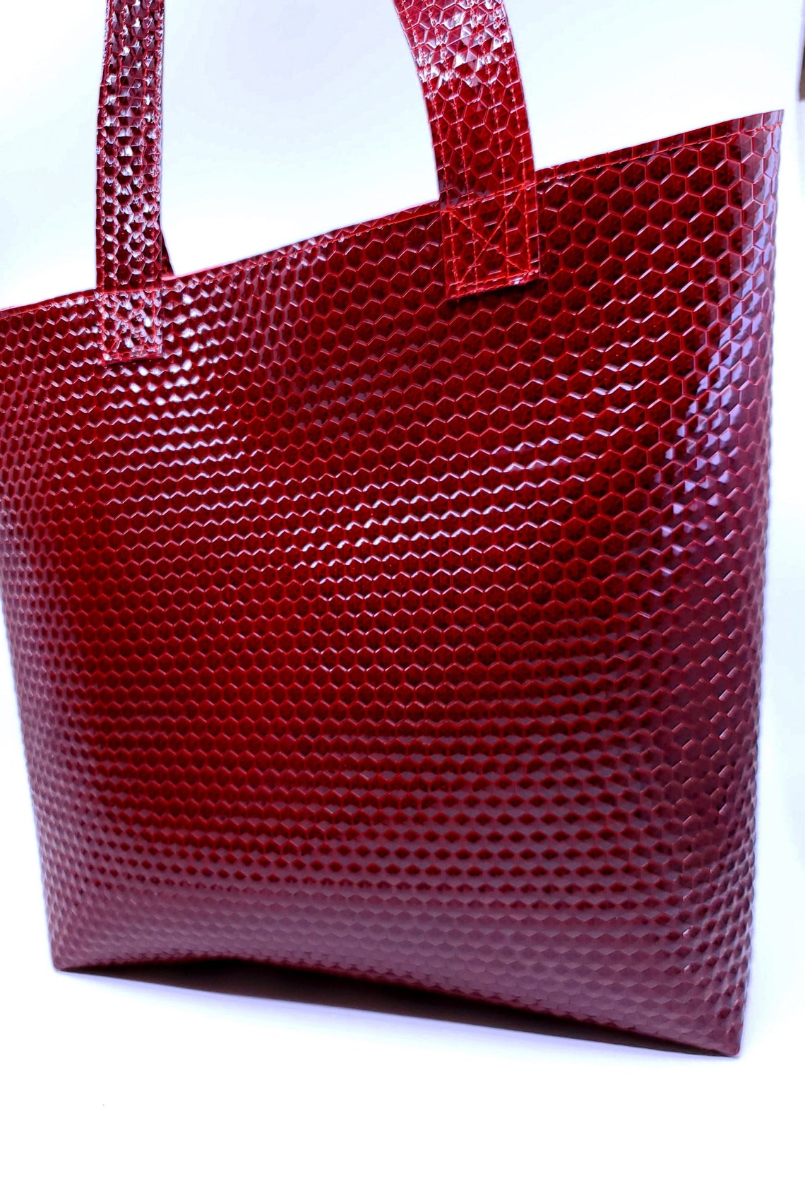 Leather Shoulder Bag Burgundy Tote Bag Large Shopping Purse - Etsy