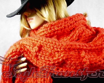 XXL Super Big scarf fringed orange-red
