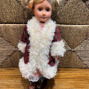Red print coat dress and petty pants for 18 inch doll