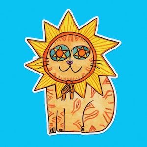 Sunshine Cat Vinyl Sticker | Sun Kitty | Laptop Water Bottle Decal