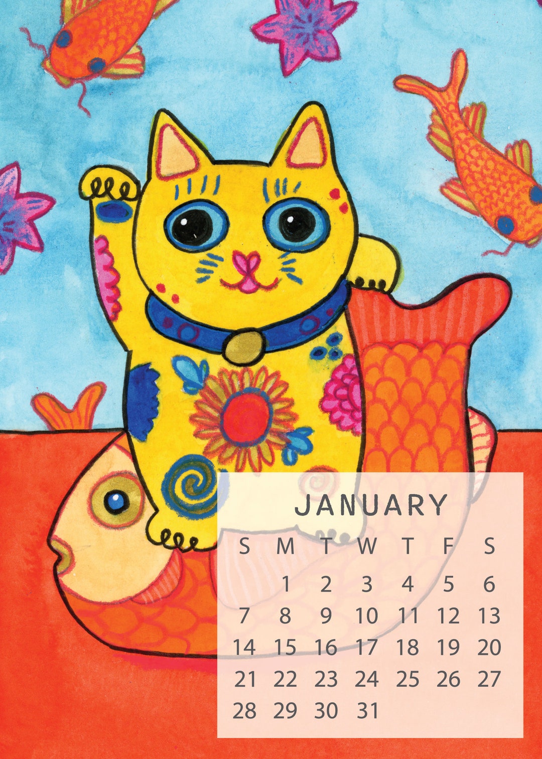 2024 Catlendar Easel Tabletop Calendar Etsy