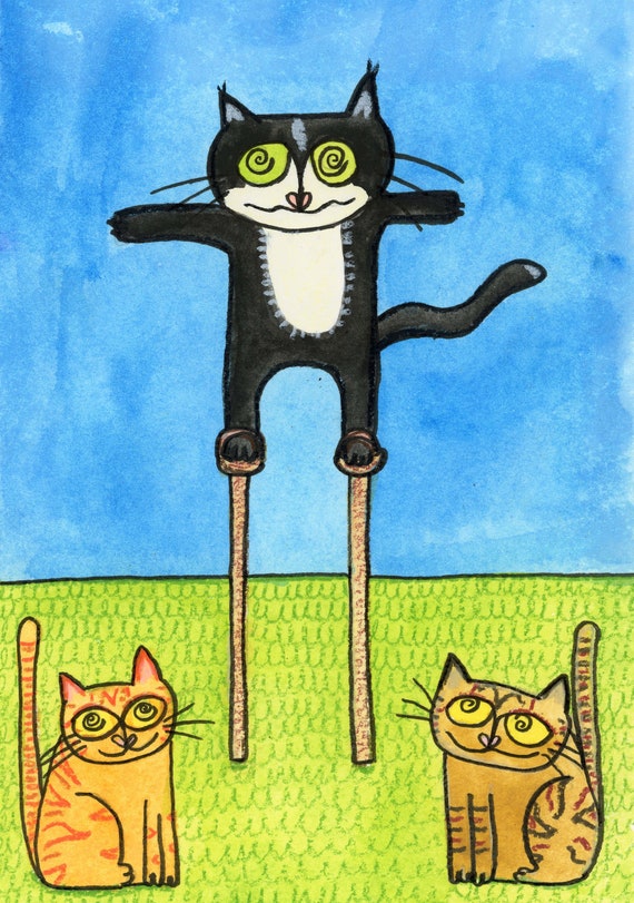 Stilts Cat Painting Etsy