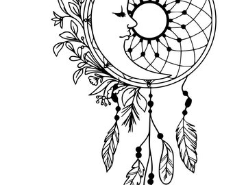 Sun & Moon Dreamcatcher SVG | Etsy