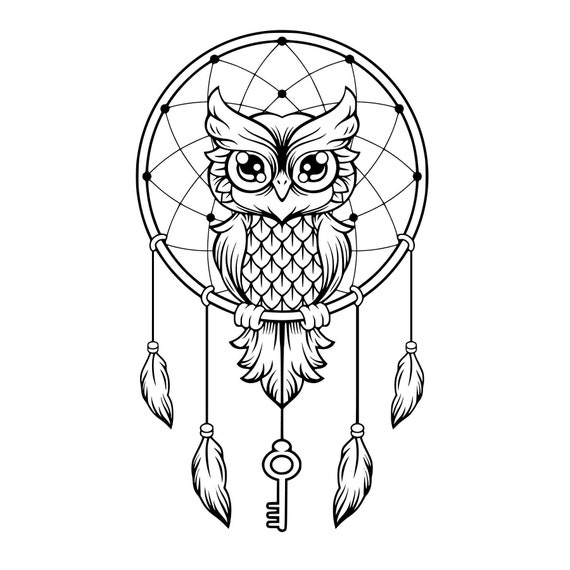 Download Owl Dreamcatcher SVG Studio Silhouette file | Etsy
