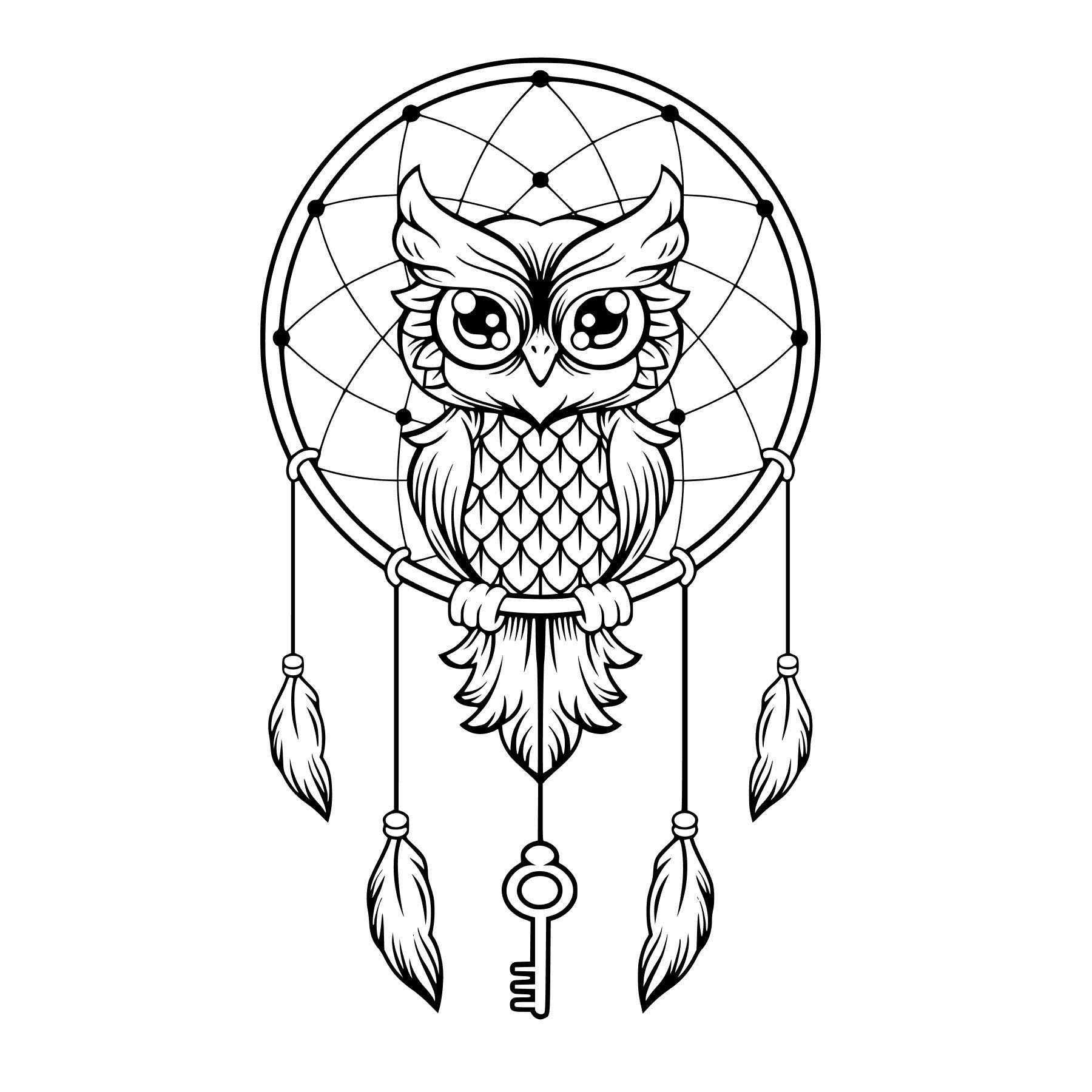 Download Owl Dreamcatcher SVG Studio Silhouette file | Etsy