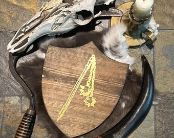 Medieval mace / shield wall hanger.