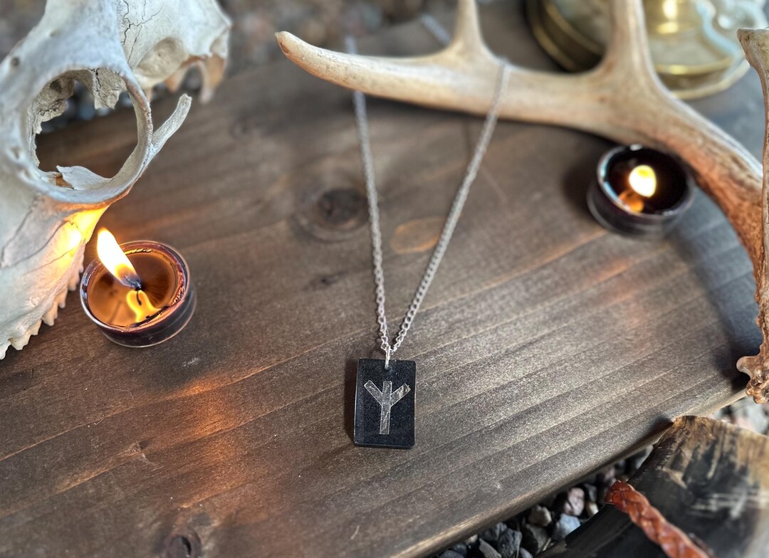 Algiz Rune Necklace With 19 Inch Chain. - Etsy