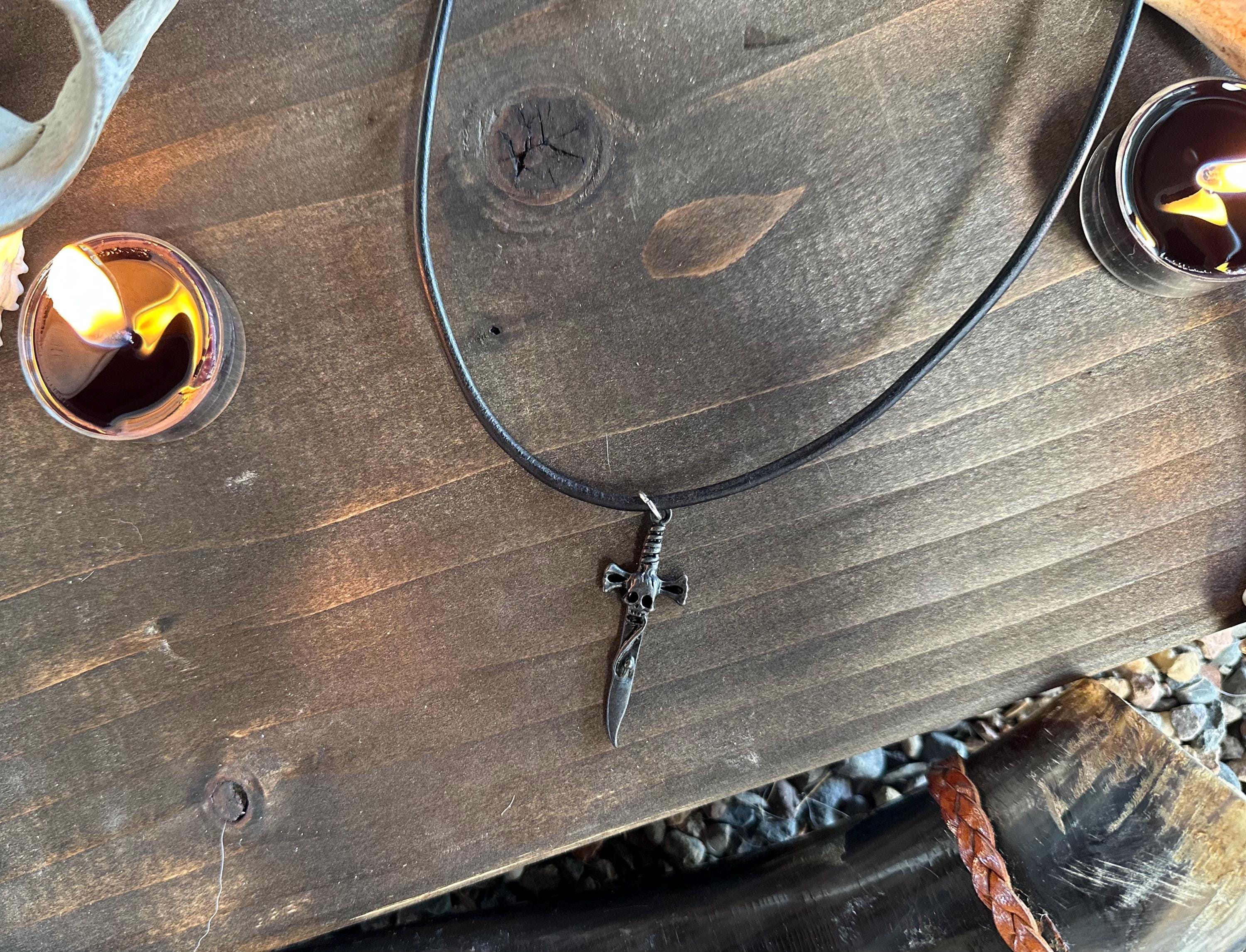 Dagger With Rope Dagger Necklace With 19 Inch Leather Rope. - Etsy