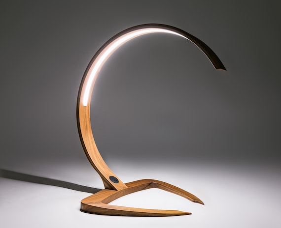 Wooden Table Lamp Unique Lamp Modern Lighting Led Light Office
