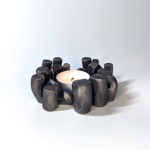 Hand Forged Metal Scrap Tea Light Holder: Rustic Iron Decor
