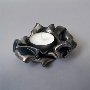 Tea Light Candle Holder, Handmade Eco-Friendly Candle Holder from Metal Scraps, Wrought Iron, Forge Rustic Decor, 11th 6th Anniversary gift