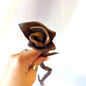 Iron Rose, hand forged metal flower, gift for her, copper anniversary