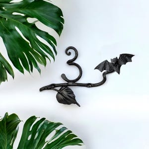 House Number with Bat, Gothic Metal Address Sign, Custom Vertical Iron Plaque, Outdoor Door Decor, Halloween Style