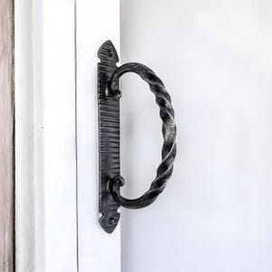 Hand-Forged Metal Pull for Barn Door, Vintage Style Wrought Iron Rustic Door Handle, Modern Door Hardware