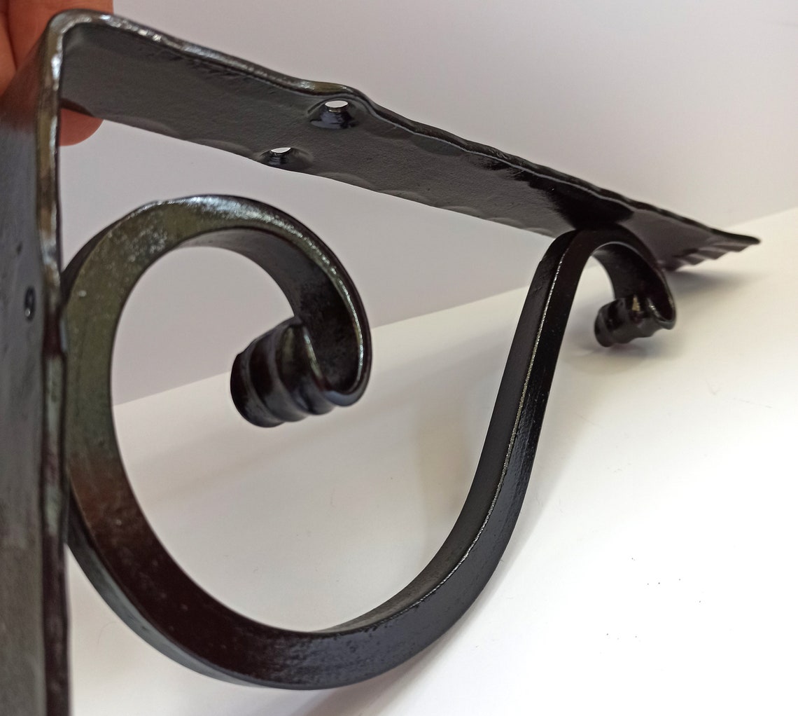 Iron shelf brackets steel shelf bracket wrought iron Hand Etsy