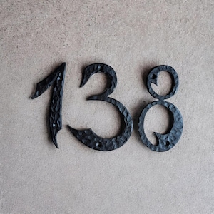 Wrought Iron House Numbers: 8-Inch Rustic Metal Address, Custom Color