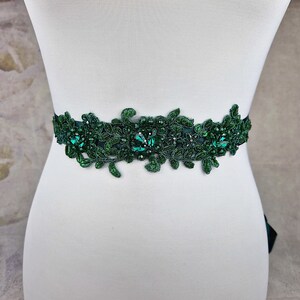 7832 Emerald Wedding Belt For Bride Dress- Dress Plain Bridal Womens belt Crystal Wedding Belts Satin Rhinestone Wedding  main image 3